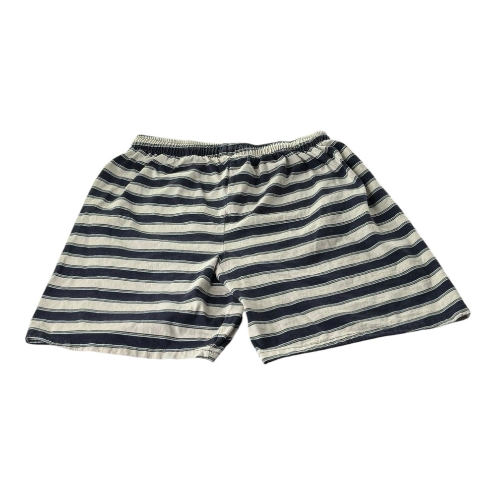 Kids Size 4X Striped Pull On Shorts Navy Cream Made in USA